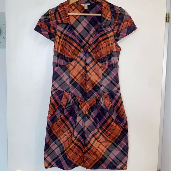 Ted Baker Chintz Finish Check Shirt Dress Side Pockets Size 2 - Picture 4 of 16